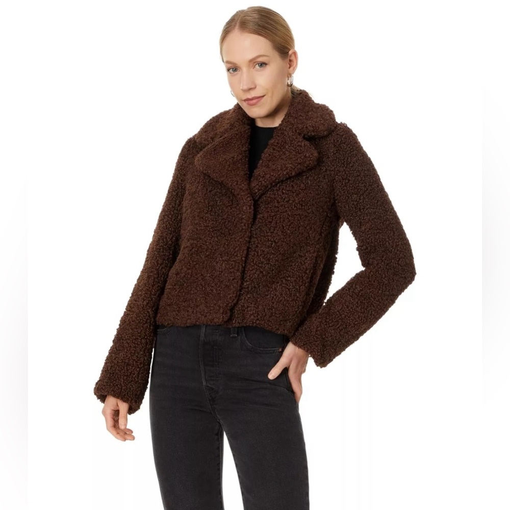 NWT AVEC LES FILLES Anthropologie Faux Fur Cropped Jacket Coat Outerwear S,M